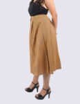 Brown Checked Midi Skirt