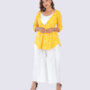 Yellow Lehriya Style Printed Top For Women