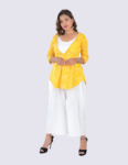 Yellow Lehriya Style Printed Top For Women