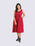 Sleeveless Round Neck Red One Piece Dress