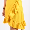 Yellow Flared Ruffle Skirt